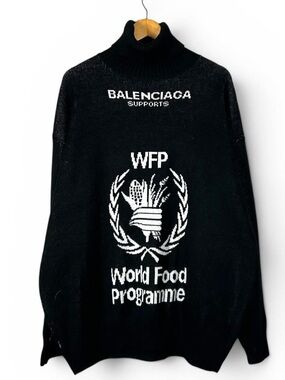 Balenciaga World Food Programme 2018 Turtleneck Pullover Wool Sweater